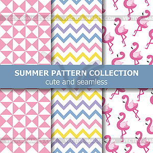 Tropical summer pattern collection. Flamingo - vector image