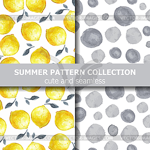 Tasty summer pattern collection with watercolor - vector image