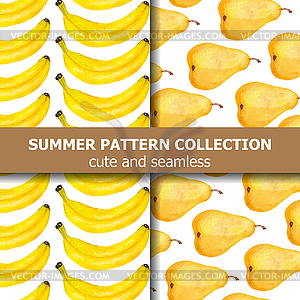 Exotic pattern collection with watercolor pears - vector image