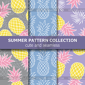 Tropical pattern collection with pineapples. - vector clipart
