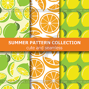 Fresh pattern collection with lemons and oranges. - vector image