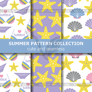 Beach summer pattern collection . Summer banner. - vector image