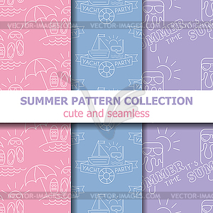 Pastel summer pattern collection . Summer banner. - vector image