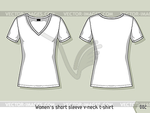 Women Short Sleeve V Neck T Shirt Template For Vector Clipart