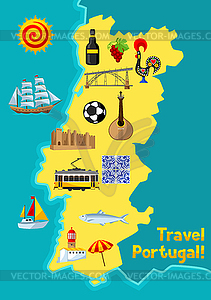 Portugal Map Portuguese National Traditional Vector Clip Art