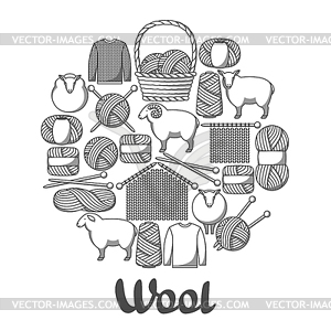 Background With Wool Items Goods For Knitting Vector