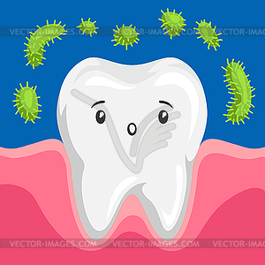 Zahn Mit Bakterien Im Mund Vector Clipart Vektorgrafik