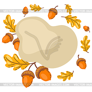Background of oak leaves with acorns. autumn plant - vector clipart
