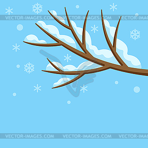 Winter tree branch with snow. Seasonal  - vector clipart / vector image