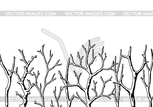 Seamless pattern with dry bare branches. - vector image