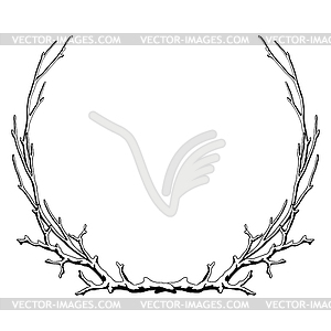 Frame with dry bare branches. Decorative natural - vector clipart