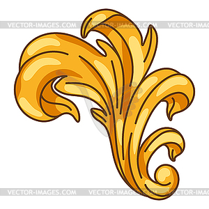 Decorative floral element in baroque style. Golden - vector clipart