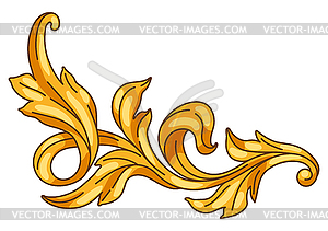 Decorative floral element in baroque style. Golden - vector clipart