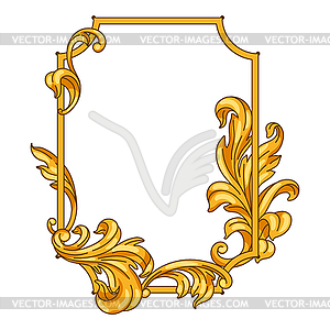 Decorative floral frame in baroque style. Golden - vector clip art