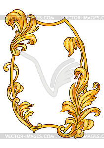 Decorative floral frame in baroque style. Golden - vector clip art