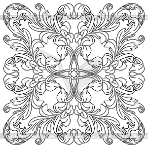 Decorative floral ceramic tile in baroque style. - royalty-free vector clipart