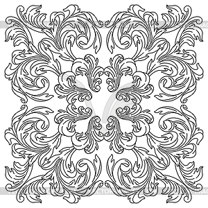 Decorative floral ceramic tile in baroque style. - vector image