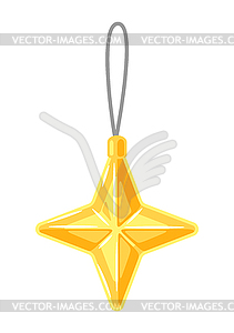 Hanging star. Merry Christmas and Happy New Year - vector image
