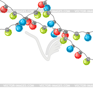 Background with garland of light bulbs. Merry - vector clipart