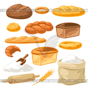 Set of various bread all for baking. Image for - vector clipart