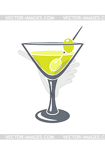 Martini cocktail in glass. Alcoholic drink for party - vector image
