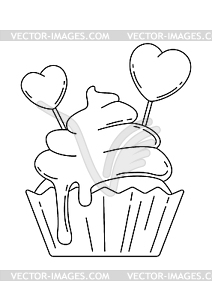 Happy Valentine Day cupcake with hearts. Holiday - vector clipart