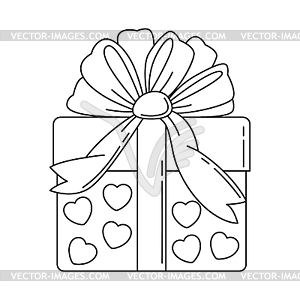 Happy Valentine Day gift box with hearts. Holiday - vector image