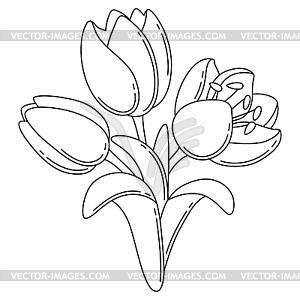 Happy Valentine Day tulips bouquet. Holiday romanti - vector image