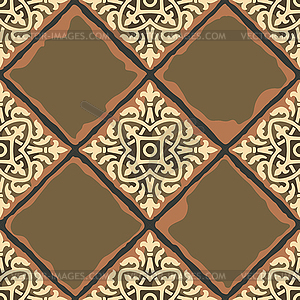 Ancient ceramic tile seamless pattern. Wall or floo - vector clip art