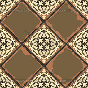 Ancient ceramic tile seamless pattern. Wall or floo - vector clipart