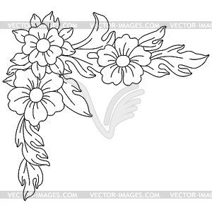 Decorative floral corner in baroque style. Black - vector clip art
