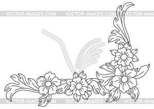 Decorative floral corner in baroque style. Black - vector clipart