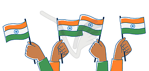 Hands holding flag of India. Indian national - vector clip art