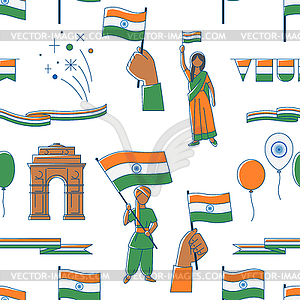 Seamless pattern with Happy Republic Day of India. - vector image