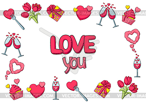 Happy Valentine Day greeting card. Holiday - vector image