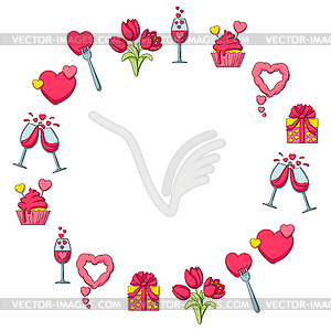 Рамка с Днем Святого Валентина. Праздничный фон с - векторное изображение