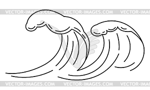 Wave with sea foam. Ocean or water splash - vector clip art
