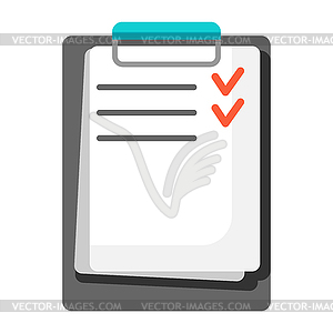 Black tablet with paper. Documents for signature - vector image