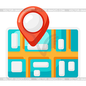 Destination mark on map. Red marker icon - vector clip art