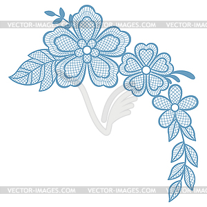 Lace decorative element with flowers and leaves. - vector clipart