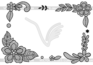 Lace decorative frame with flowers and leaves. - vector clipart