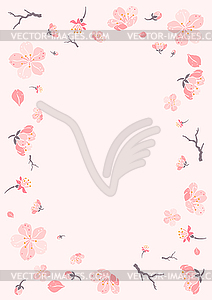 Frame with sakura flowers. Beautiful decorative - vector image