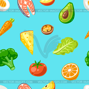 Seamless pattern with healthy eating and diet - vector clip art