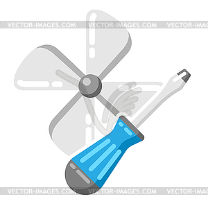 Repair air fan. Icon or image for industry and - vector clipart