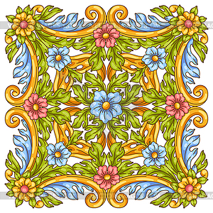 Decorative floral ceramic tile in baroque style. - vector EPS clipart