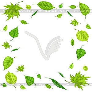 Frame with spring leaves. Beautiful decorative - vector image