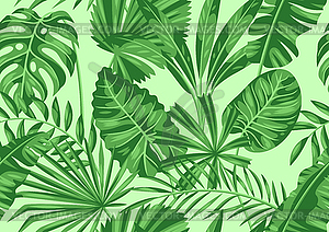 Seamless pattern with stylized palm leaves. tropica - vector clipart