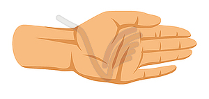 Human palm. Gesture of asking or giving - vector clipart