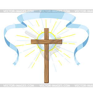 Christian wooden cross. Happy Easter image - stock vector clipart