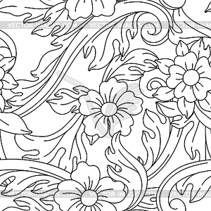 Decorative floral seamless pattern in baroque style - vector clipart